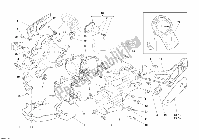 Todas las partes para Faro de Ducati Superbike 999 R USA 2005